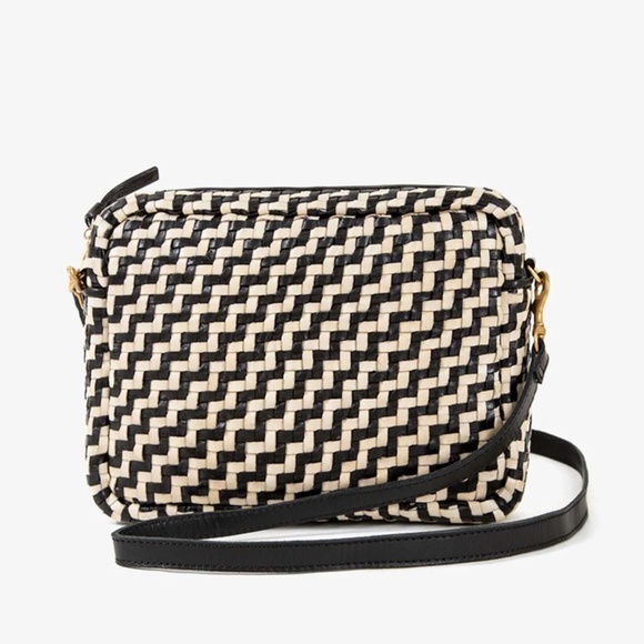 Clare V Handbags - NWT Clare V Midi Sac Hand Woven Black and Cream Zig Zag Leather Crossbody Bag